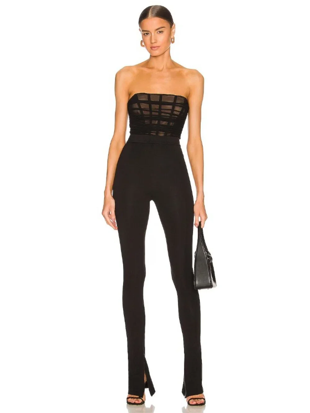 Nookie Eden Bodysuit in Black Strapless Mesh